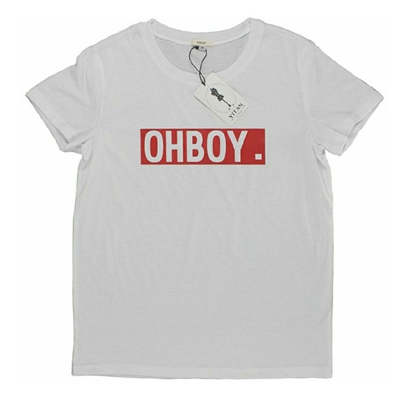 White graphic ohboy casual women's tee - Picture 2 of 3